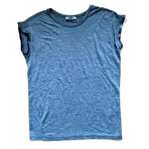 Small Zara grey tank with silver metallic sleeve trim